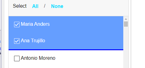 Selected Items sorted to the top of the list